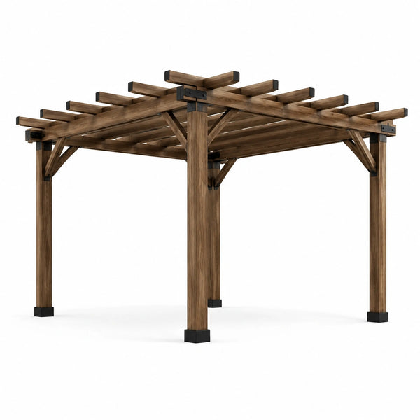 Drewniana pergola ogrodowa 300x300 cm brązowa