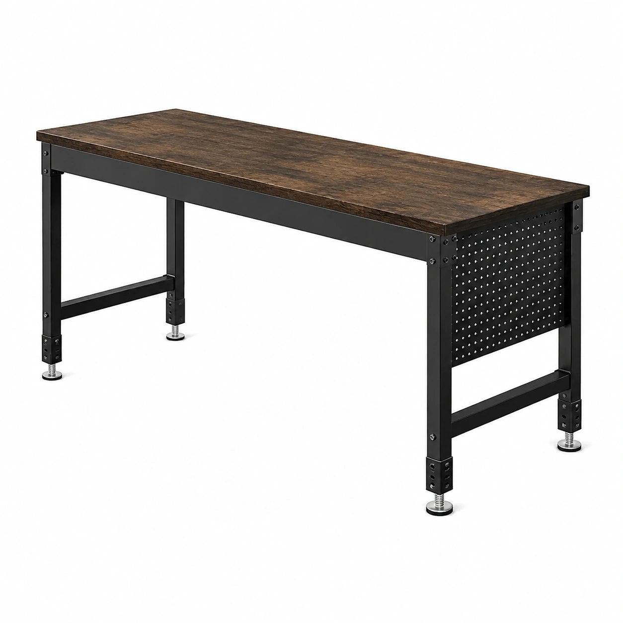 Stół warsztatowy z płyty MDF i metalu 180 cm brązowy/czarny